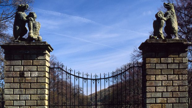 Traquair House: The gates were closed after the 1745 rebellion and will not be opened till a Stuart king is on the throne of Scotland.