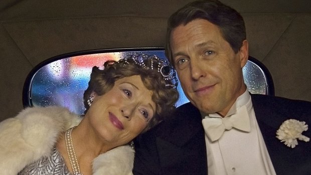 Florence Foster Jenkins (Meryl Streep) and St Clair Bayfield (Hugh Grant) in a scene from <i>Florence Foster Jenkins</i>, directed by Stephen Frears. 