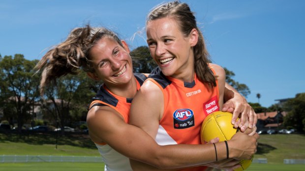 New blood: Jessica Dal Pos (left) with recruit Alicia Eva from the GWS Giants