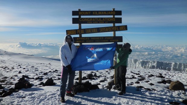 After a gruelling climb, Cody Hudson made it to the summit of Mount Kilimanjaro.