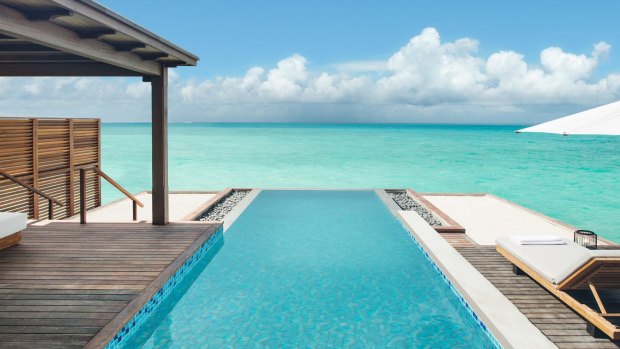 Fairmont Maldives Sirru Fen Fushi offers 120 luxury villas, each with a private pool.