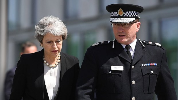 Chief Constable of Greater Manchester Police Ian Hopkins meets with Prime Minister Theresa May following the attack.