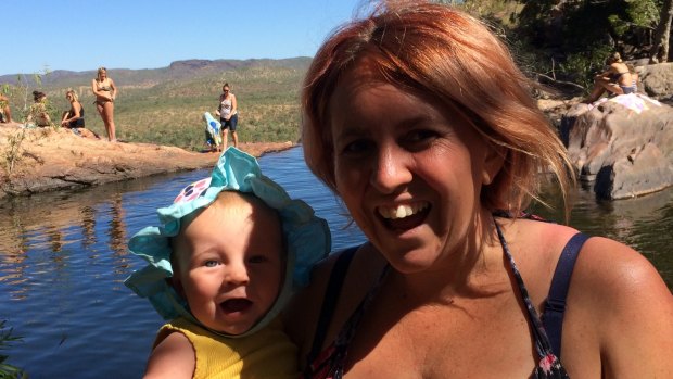 Holly Zwaif holidaying in Kakadu with her child.