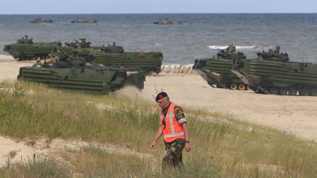 NATO troops make a massive amphibious landing in Ustka, Poland, during sea exercises in June 2015 to reassure the Baltic Sea region allies in the face of a resurgent Russia.