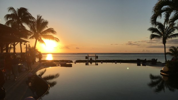 The sun sets on Lux Le Morne, Mauritius.