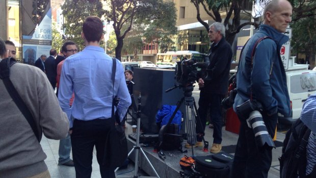 Media gather in the Perth CBD for the AFL Tribunal hearing of Chris Masten and Alex Silvagni