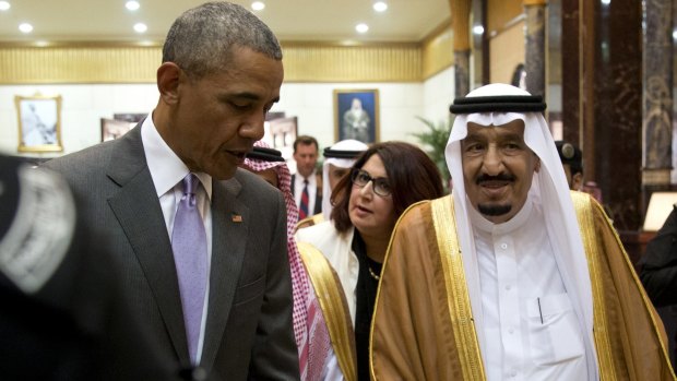 President Barack Obama and Saudi Arabia's King Salman  in Riyadh. 