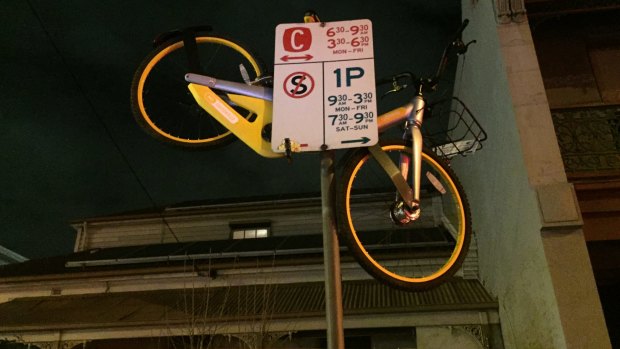 This share bike is unlikely to be a tripping hazard.  