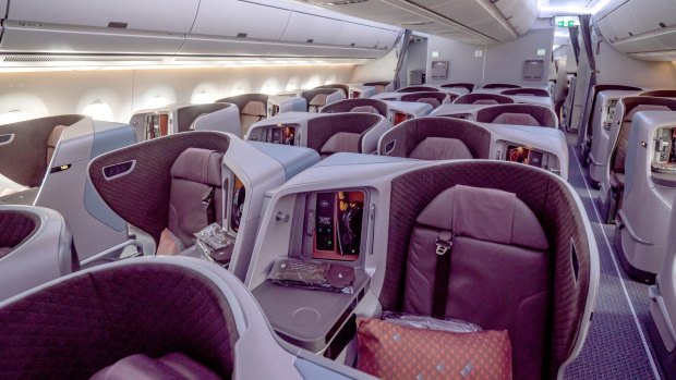 There are 40 business class seats in a 1-2-1 configuration.