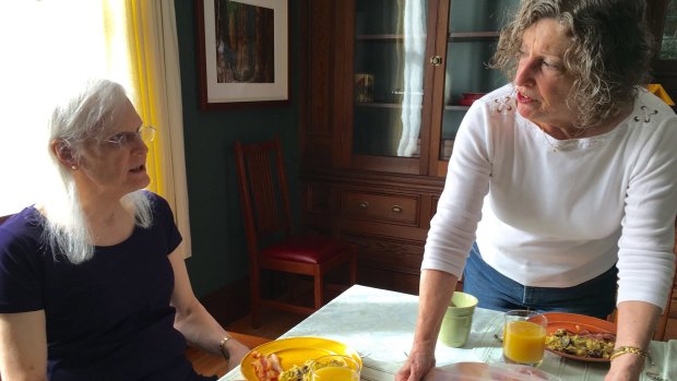 Kate (left) with Linda at home. They've been married for nearly 48 years.