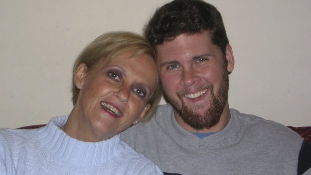 Former Iraq war veteran Justin Thomas (deceased) with his mother, Marilyn Andreatta. His photo was stolen and used in a fake Facebook account to attack Liverpool mayor Ned Mannoun.