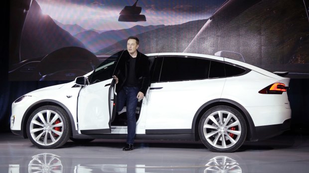 Tesla chief executive Elon Musk with the Model X in September 2015.
