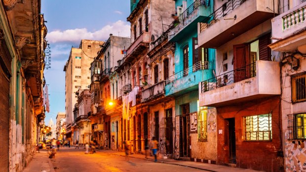 The streets of Havana at dusk.