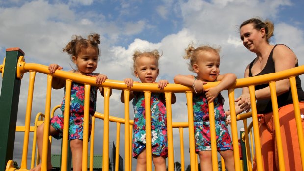 Counselling helped: Kimberlee King with her two-year-old triplets Madisyn, Mariyah and Mackenna.