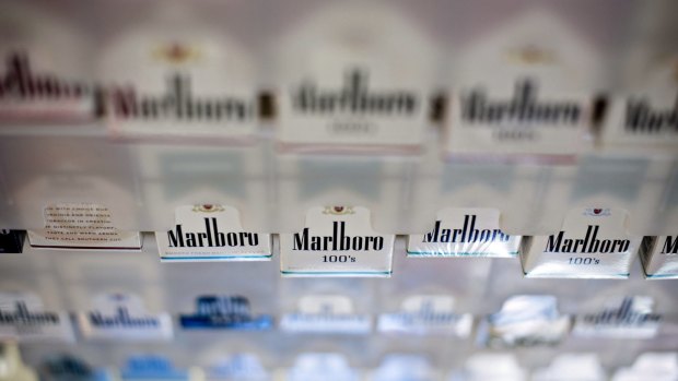Philip Morris' Marlboro brand cigarettes are displayed for sale at a petrol station in Illinois, United States.