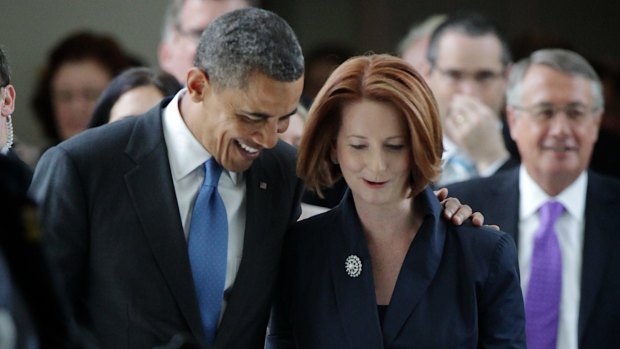 Barack Obama with Julia Gillard in 2011.