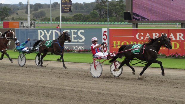 Second title: Beautide wins the Inter Dominion grand final after finding the outside controlling the race.