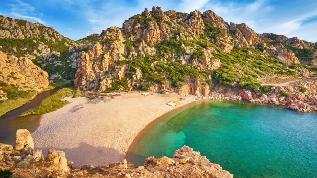 Secluded beaches of Sardinia are popular for private jetsetters.