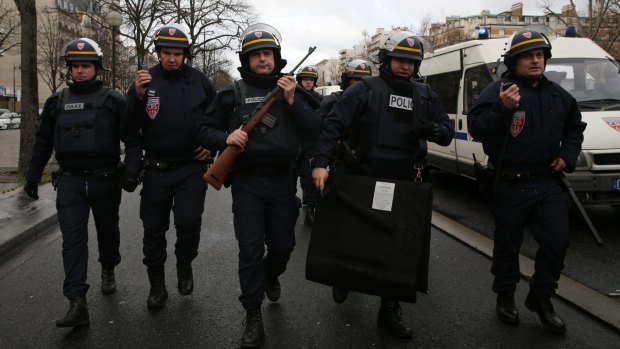 French police arrive at the scene in January 2015.