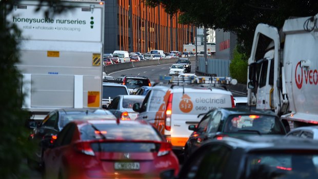 Traffic heading north towards the Sydney Harbour Bridge on Wednesday.