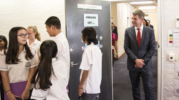 Premier Mike Baird at  Casula High School in March.