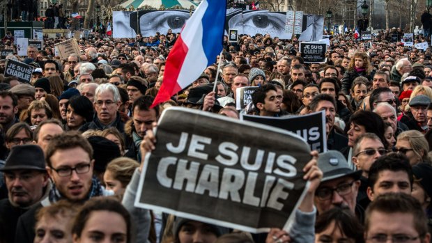 Thousands gathered in Paris for a solidarity march in the wake of the attacks.