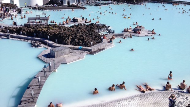 Iceland famous Blue Lagoon thermal pool.