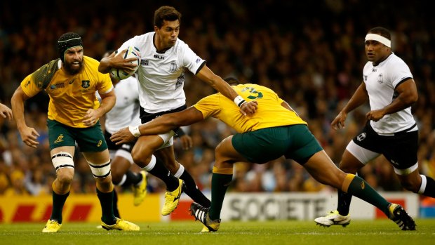 Pacific neighbours: Ben Volavola of Fiji makes a break against Australia during the 2015 Rugby World Cup.