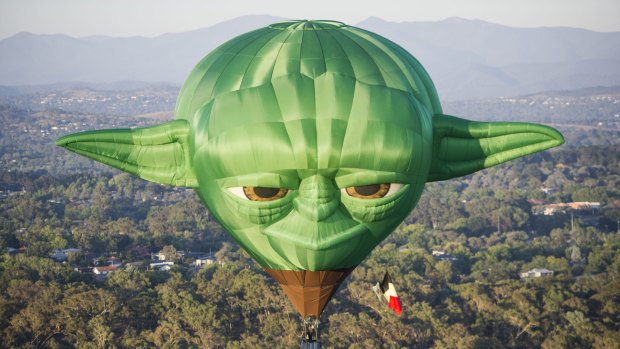 The Yoda balloon, part of the Canberra Balloon Spectacular.