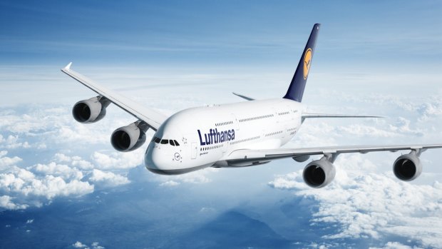 The Lufthansa A380 superjumbo.
