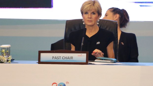 Foreign Minister Julie Bishop at a session of the Indian Ocean Rim Association  in Jakarta.