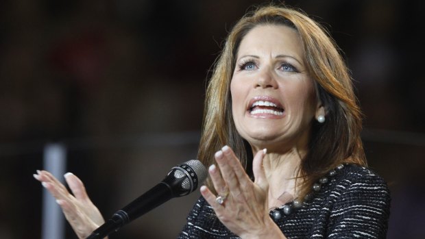 Republican presidential candidate, Representative Michelle Bachman, speaking at Liberty University in 2011.