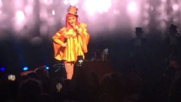 Madonna on stage at Melbourne's Forum for her one-off Tears of a Clown show.