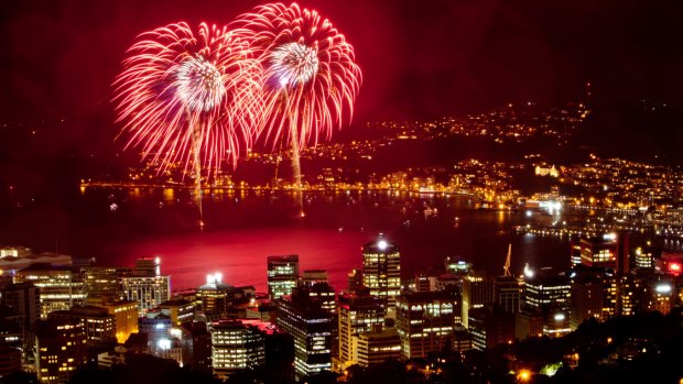 The fireworks marking Matariki at Wellington harbour on Friday night.
