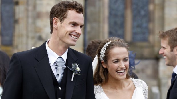 The big day: Andy Murray and Kim Sears leave get married last April.