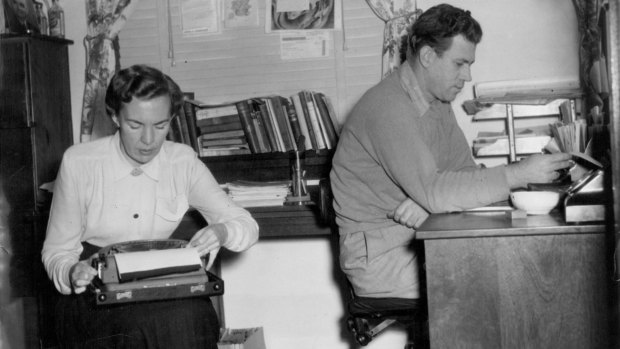 Park and her husband  D'Arcy Niland in 1955: they were determined to make a living as freelance writers. Park more usually worked at the ironing board in the kitchen.