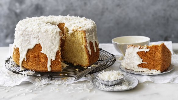 Rose, lime and coconut chiffon cake