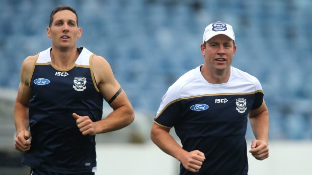 Harry Taylor and Steve Johnson during a pre-season training session in January.
