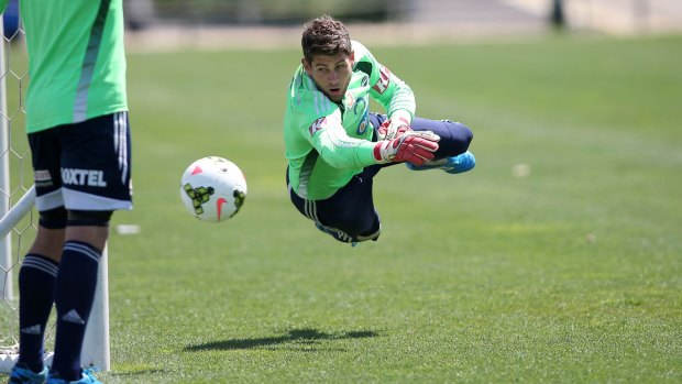 Diver: Nathan Coe at a Melbourne Victory training session.