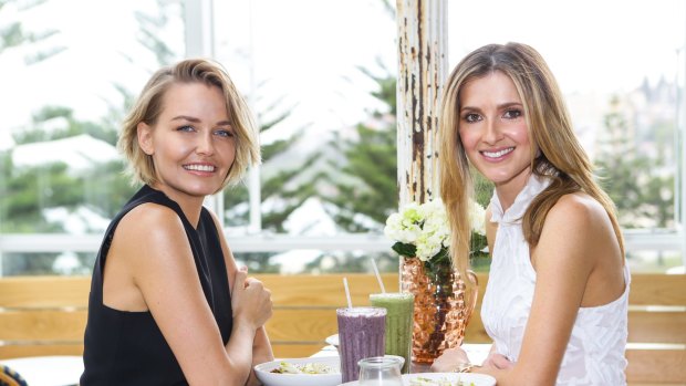 Lara Worthington (left with Kate Waterhouse), is juggling parenthood with her own business.