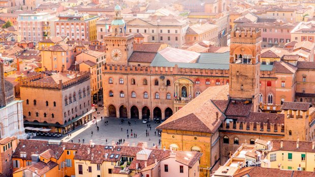 Maggiore square in Bologna old town centre.