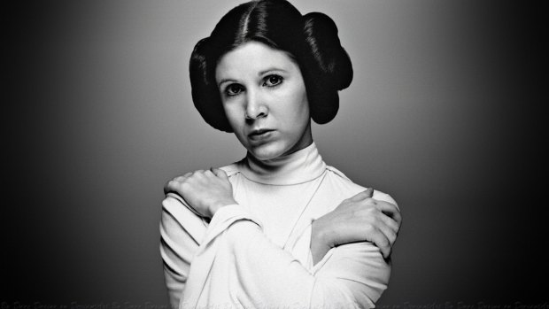 Carrie Fisher in her best known role as Princess Leia.