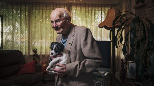 Victor Lederer, pictured with his puppy Buddy, says attitude is key to enjoying advanced age.