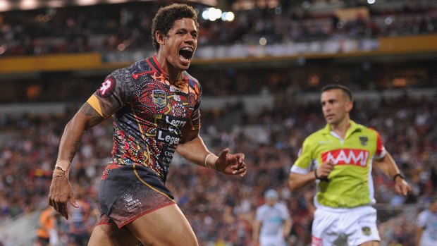 Too late: Dane Gagai scored the final try of the match to set up a tense finish, but it wasn't enough. 