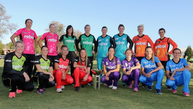 Representatives from each team at the launch of the Women's Big Bash League.