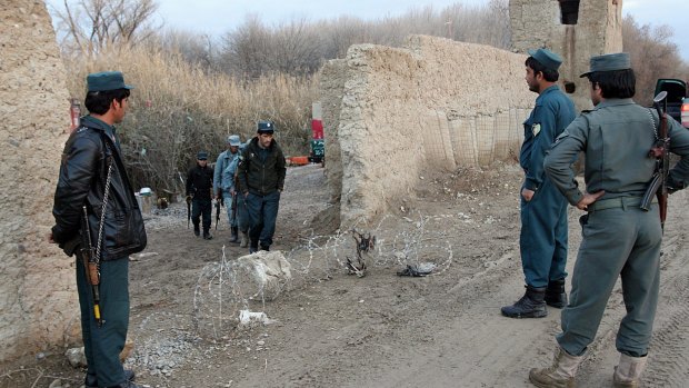 Afghan police in Lashkar Gah, capital of Helmand province, Afghanistan. Afghan police are refusing to go back on the streets of the volatile southern district under Taliban attack, claiming that promised government help has not yet arrived, an Afghan official said on Tuesday. 