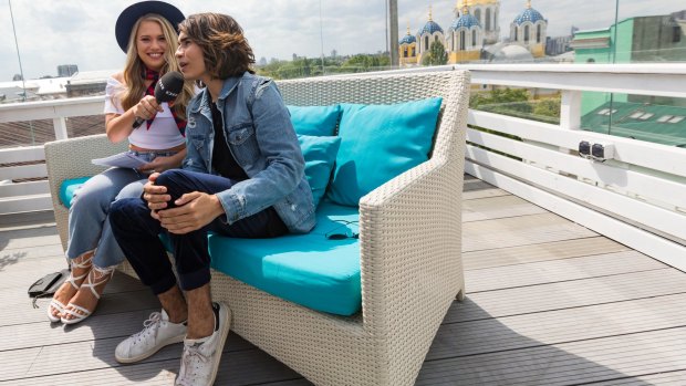Friendly rivals: Anja Nissen and Isaiah Firebrace in Kiev ahead of Eurovision 2017.
