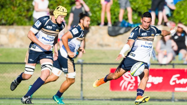 Wharenui Hawera (right) will start at flyhalf for the Brumbies.