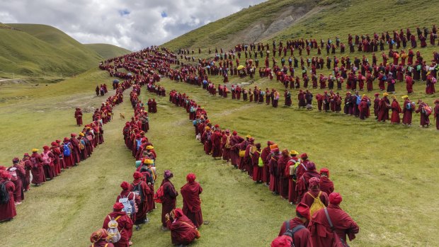 While photographs were allowed, the photographer was told any man following the nuns on this auspicious day would return blind and unable to talk. 