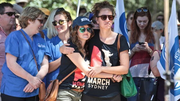 Protesters in Sydney on Sunday were told they were fighting over "class, gender, race and sexism".